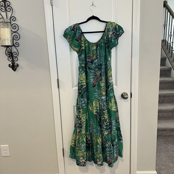 Anthropologie Green Floral Maxi Dress - Picture 2 of 5